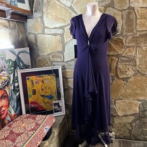 NWT S.L. Fashions Purple Evening Dress with Rhinestone Detail